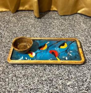 Chip ‘n’ Dip Wooden Platter-Birdy Design