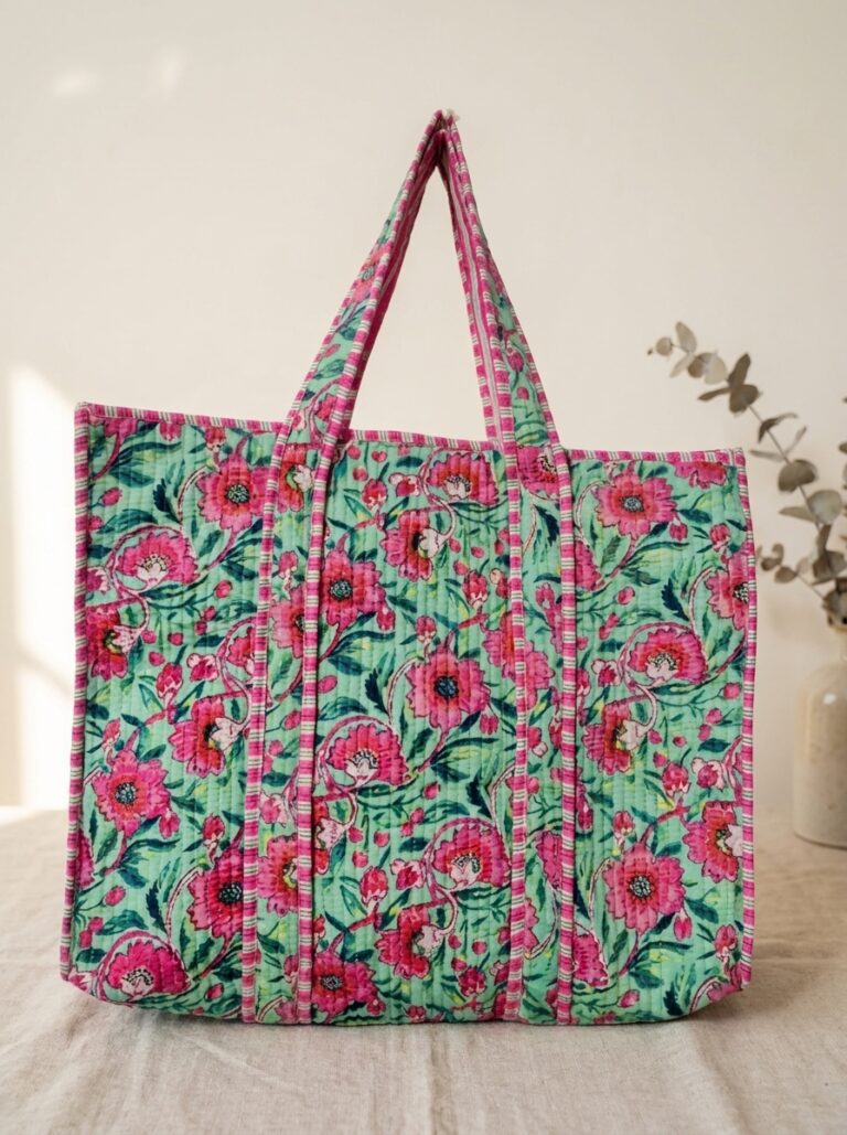 Quilted Tote Bag With Zip